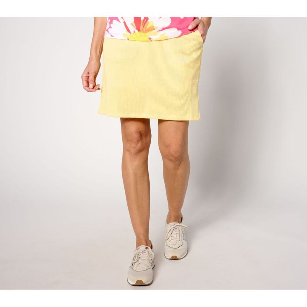 Sport Savvy Women's Plus Sz Skirt 5X Seersucker Pull-On Skort Yellow A638822